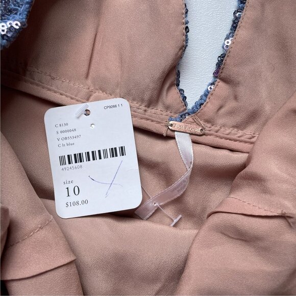 NWT Free People Night Shimmers Mini Dress Blue Sequin SZ 10 - Picture 10 of 13